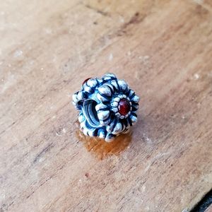 Pandora January Birthday Blooms Charm Garnet Sterling Silver ALE 925